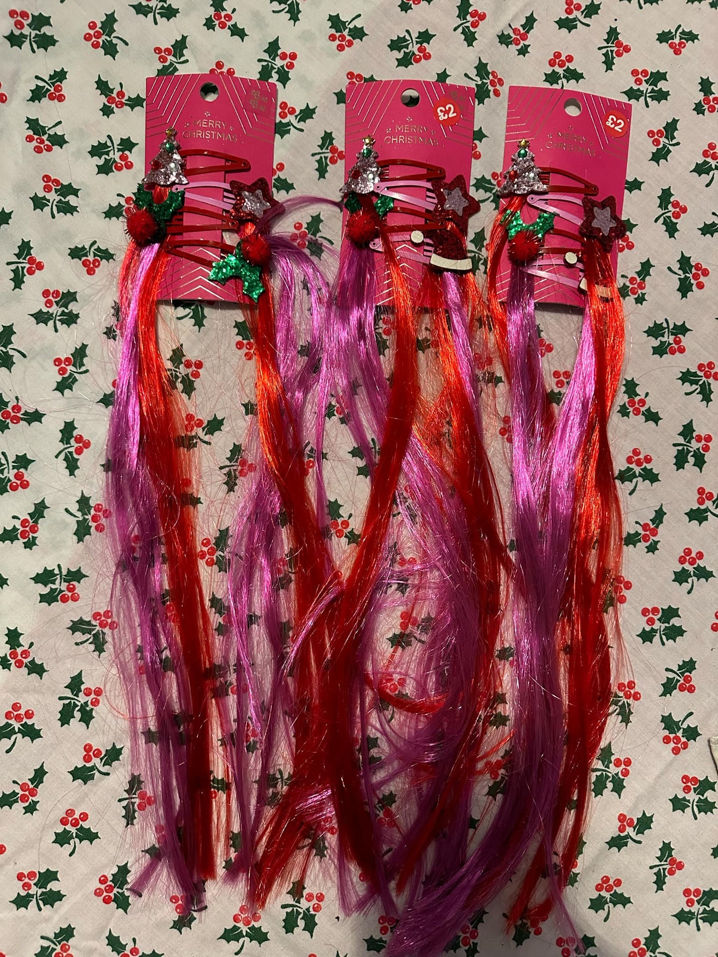 3 packs of Christmas hair clips